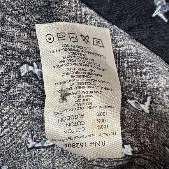 Cotton & Co. Button Down Short Sleeve Shirt Men Small Navy Blue Pin Up Print - Picture 6 of 8